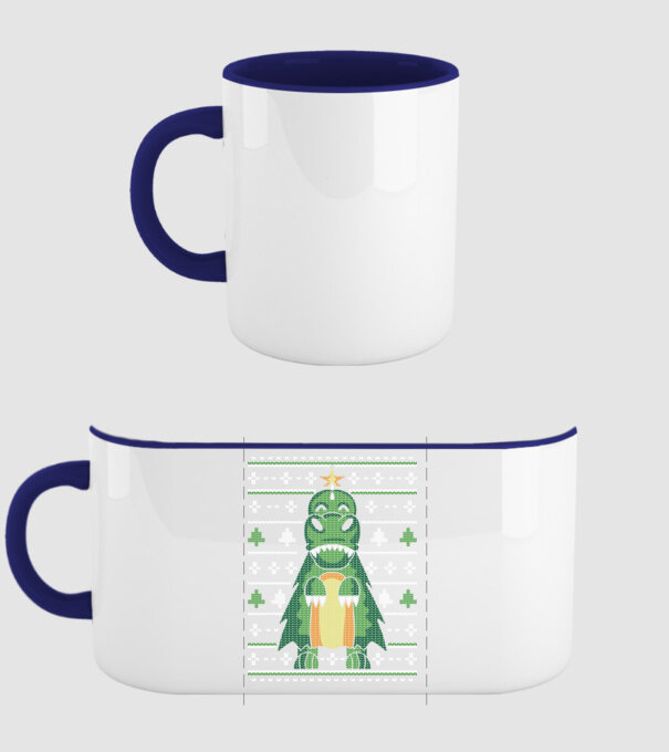 T-rex cu pulovăr urât model albastru închis pe tricou