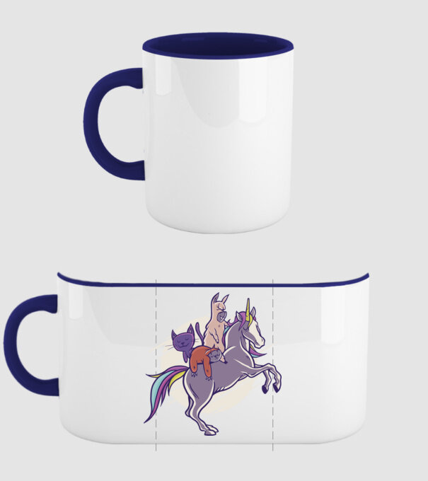 Animale drăguțe pe Unicorn model albastru închis pe tricou