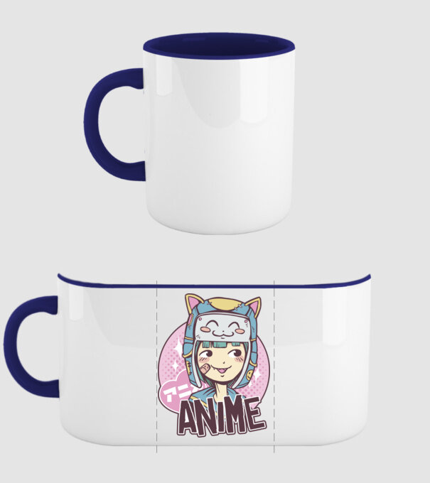 Fată drăguță Anime model albastru închis pe tricou
