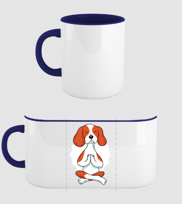 Yoga Drăguț Câine Beagle model albastru închis pe tricou