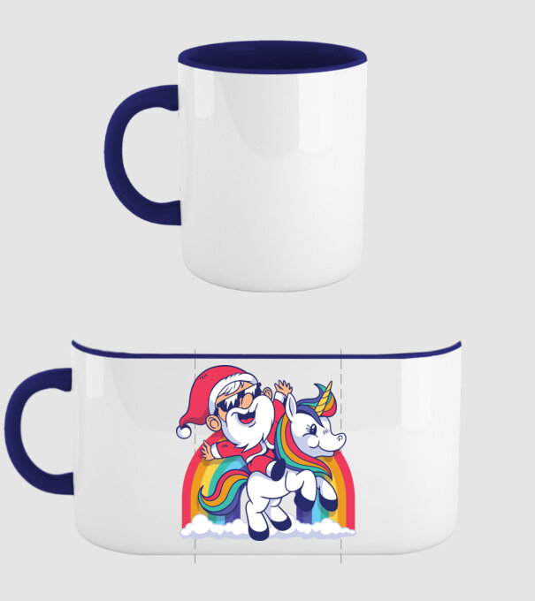 Moș Crăciun Drăguț Unicorn tricou model albastru închis pe tricou