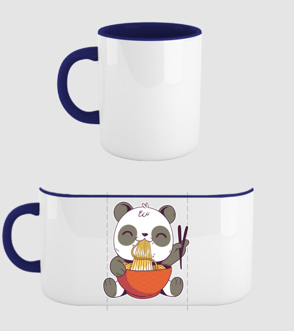 Panda drăguț cu paste model albastru închis pe tricou