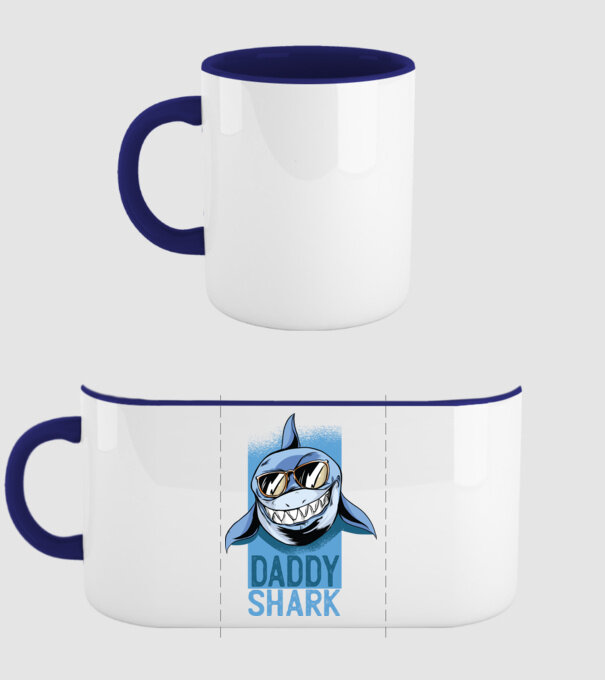 Daddy Shark tricou pentru tata model albastru închis pe tricou