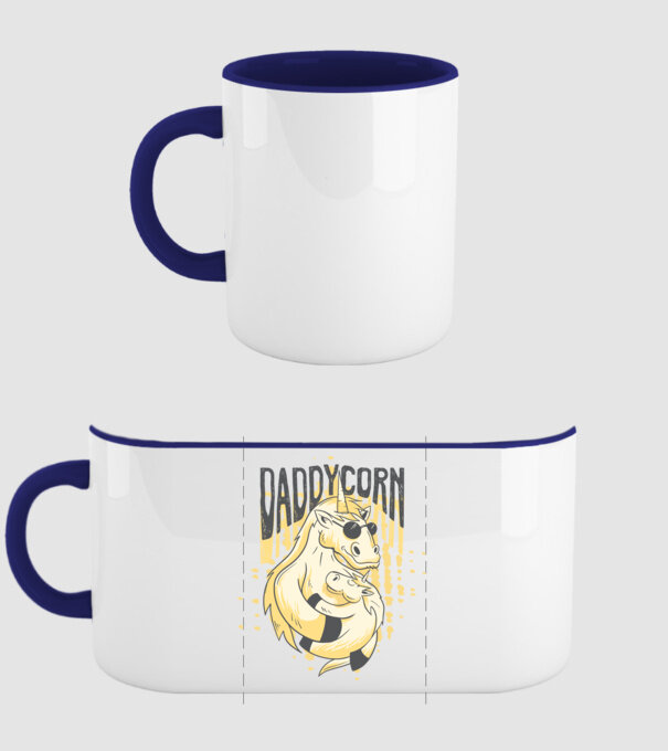 Daddycorn - Tată Unicorn model albastru închis pe tricou