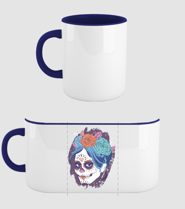 Dia de Los Muertos - Craniu cu flori model albastru închis pe tricou