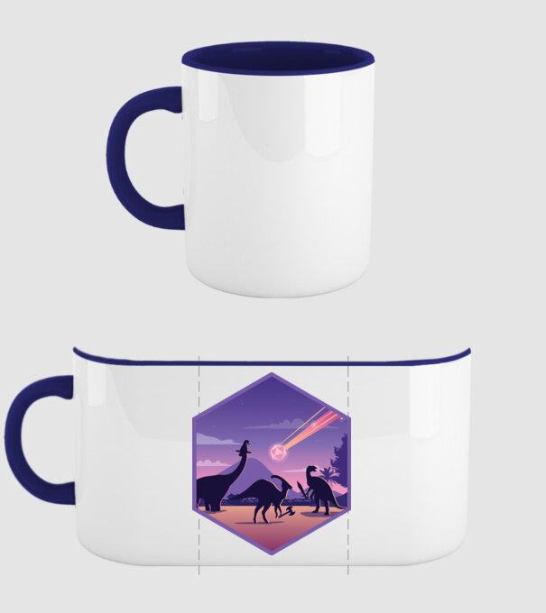 Dinozaur Meteor model albastru închis pe tricou