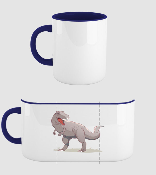 Dinozaur T-rex model albastru închis pe tricou