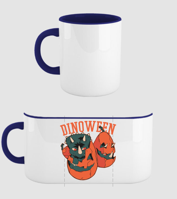 Dinoween model albastru închis pe tricou