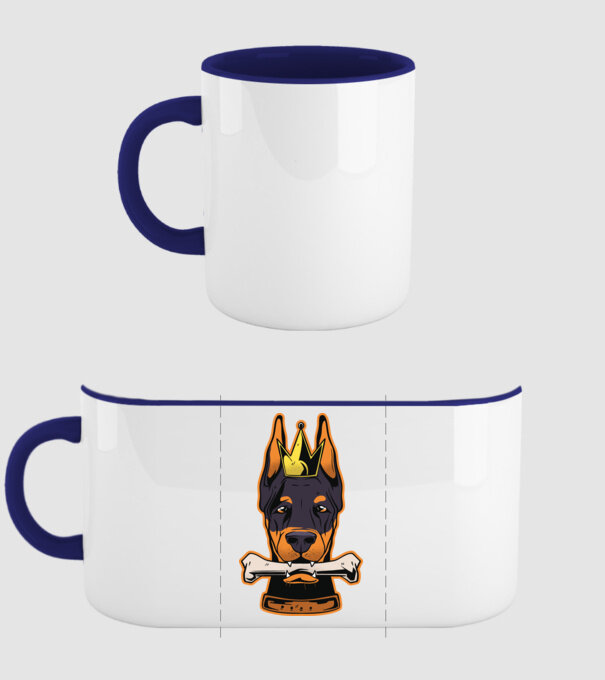 Rege Doberman model albastru închis pe tricou