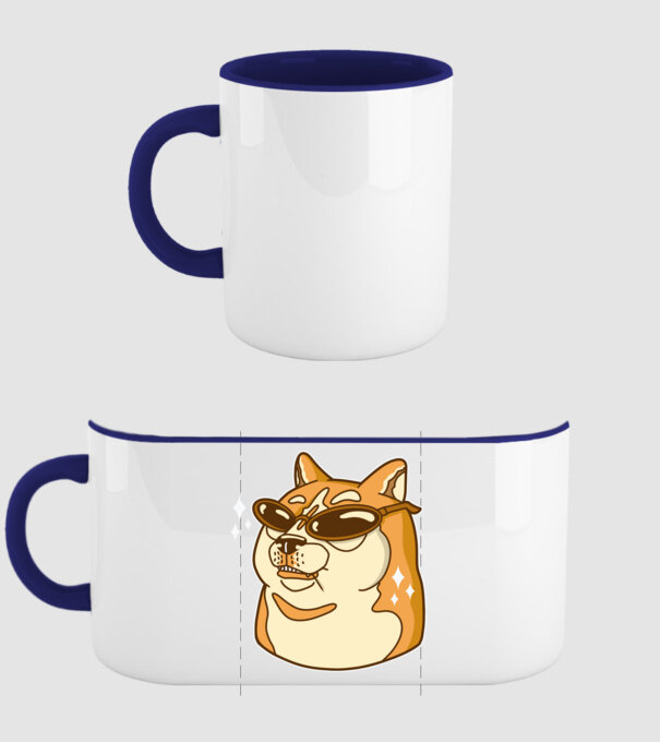 Doge Coin model albastru închis pe tricou