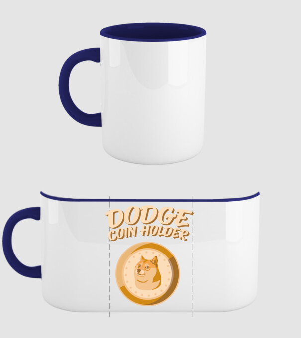 Doge Coin Holder model albastru închis pe tricou