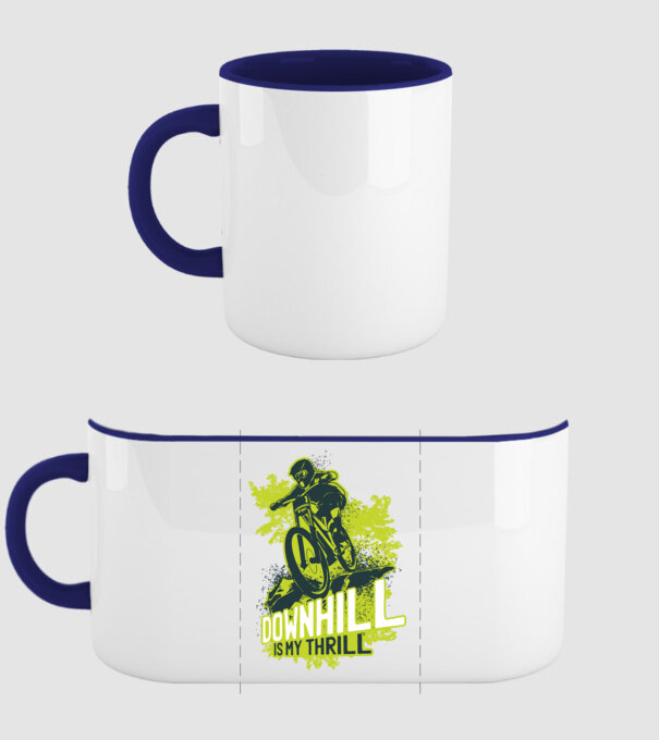 Downhill Is My Thrill tricou bicicletă model albastru închis pe tricou