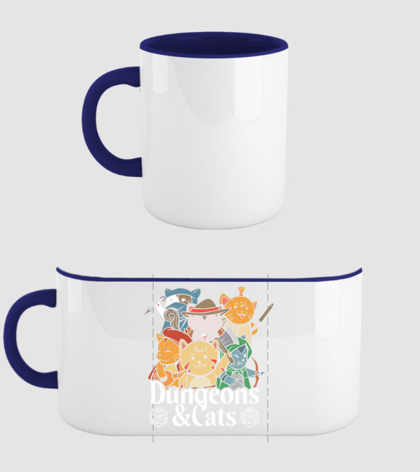 Dungeons and Cats - Joc de rol cu pisici model albastru închis pe tricou