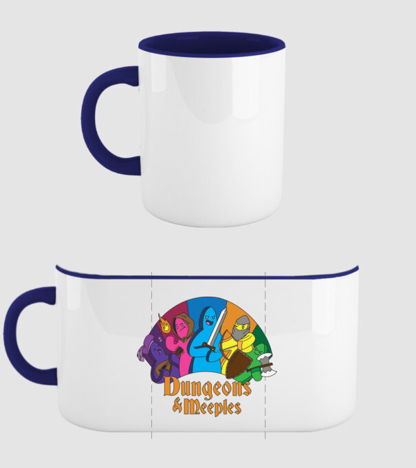 Dungeons Meeples model albastru închis pe tricou