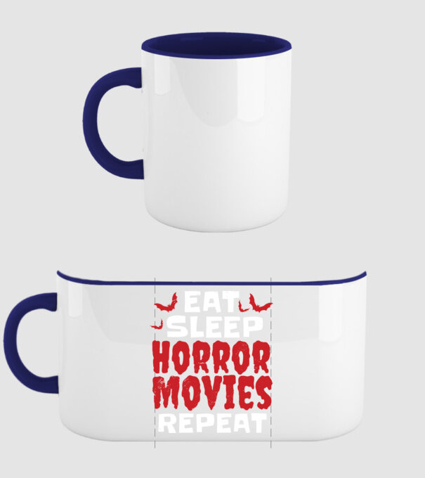 Eat Sleep Horror Movies Repeat model albastru închis pe tricou