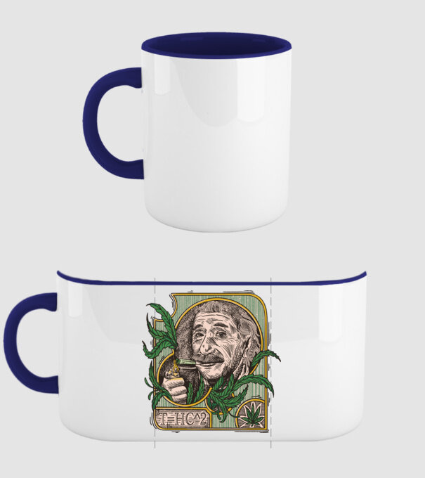 Einstein Marijuana THC model albastru închis pe tricou