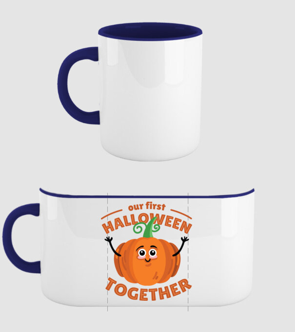 Primul nostru Halloween împreună model albastru închis pe tricou