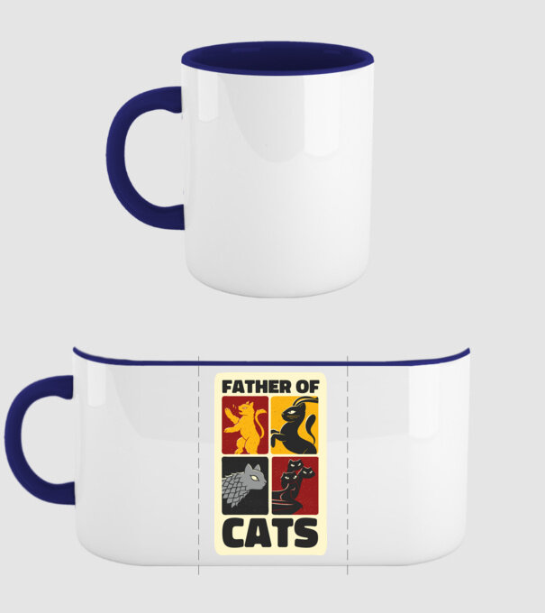 Father of Cats Game of Thrones parodie model albastru închis pe tricou