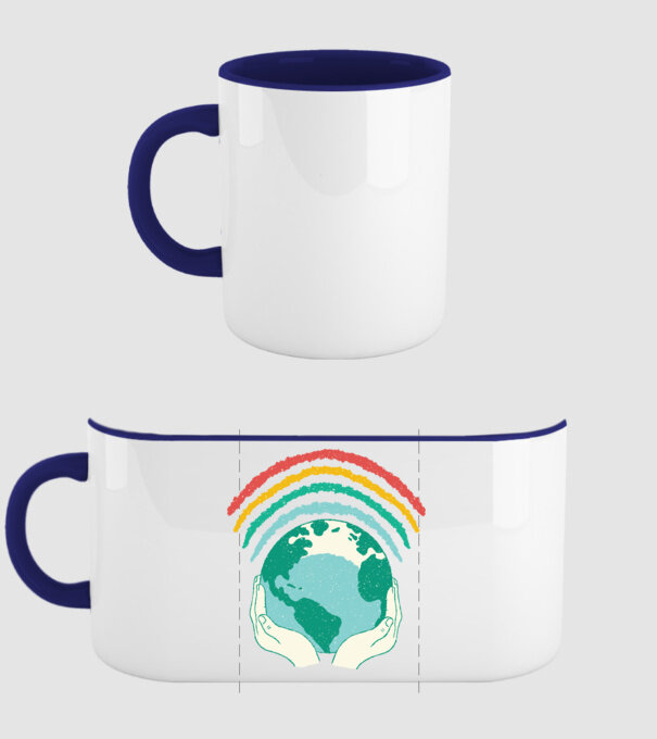 Pământ Wifi Curcubeu model albastru închis pe tricou