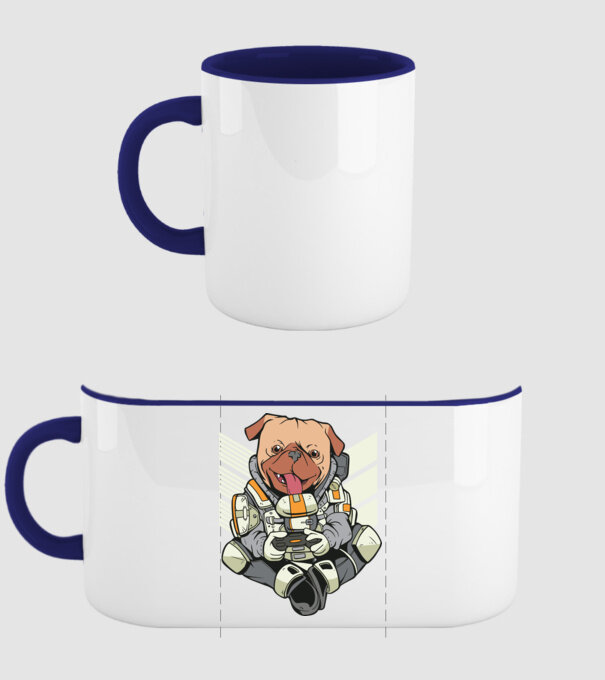 Mops Gamer model albastru închis pe tricou