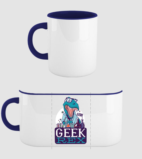 Geek Rex dinozaur tricou model albastru închis pe tricou