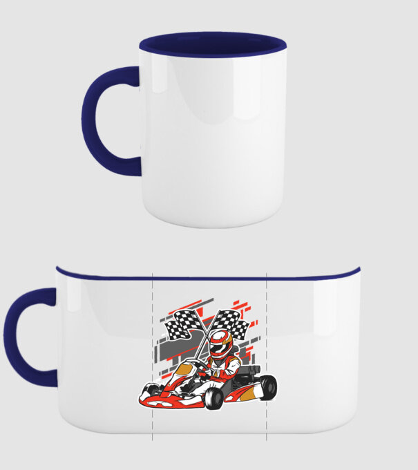 Gokart model albastru închis pe tricou