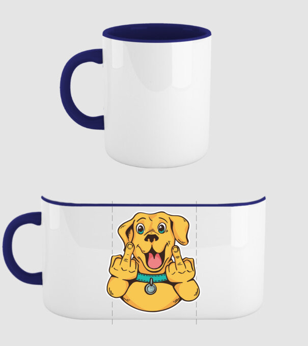 Golden Retriever arată degetul model albastru închis pe tricou