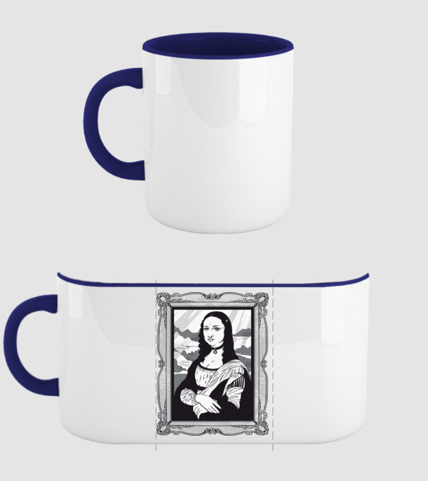 Mona Lisa gotică model albastru închis pe tricou