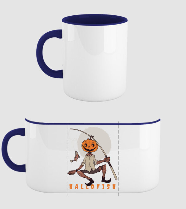 Hallofish - Pescar Halloween model albastru închis pe tricou