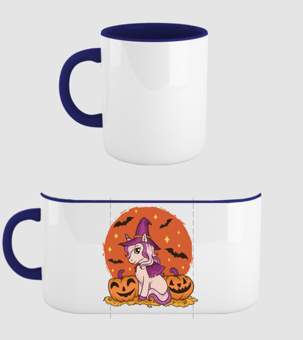 Unicorn Halloween model albastru închis pe tricou