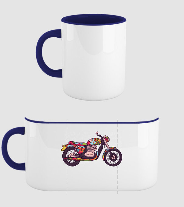 Motociclist Hippi model albastru închis pe tricou
