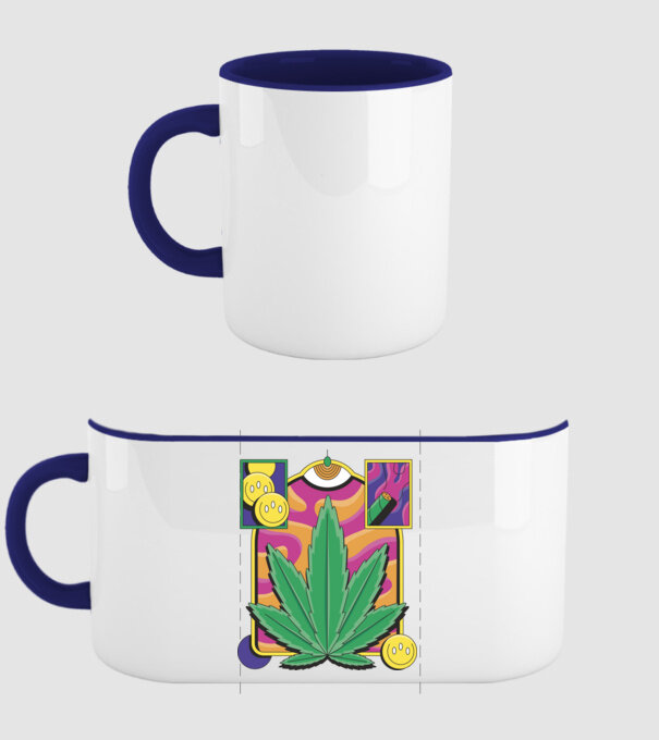 Hippy Cannabis model albastru închis pe tricou