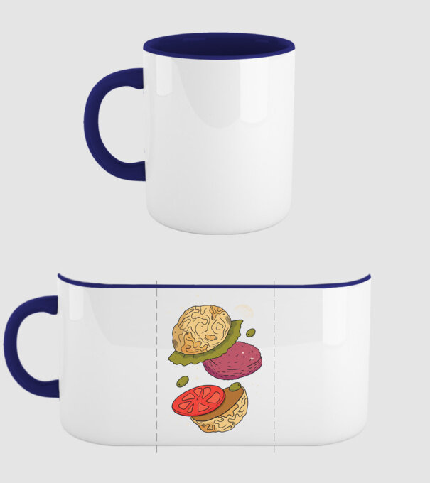 Burger lună model albastru închis pe tricou