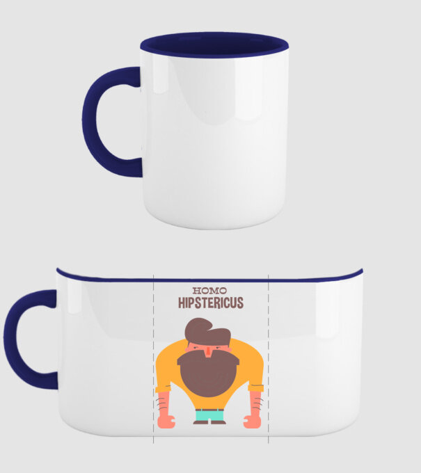Homo Hipstericus model albastru închis pe tricou