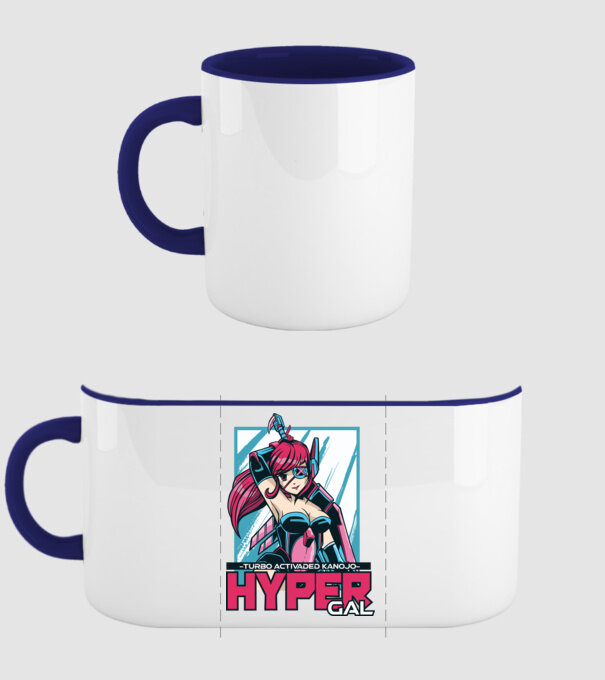 Hyper Gal - Fată Anime model albastru închis pe tricou