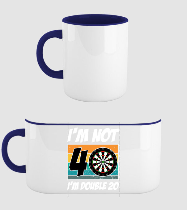 'I''m not 40 I''m double 20 darts birthday' model albastru închis pe tricou