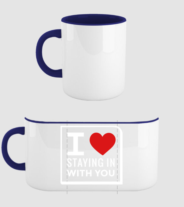 I love staying in with you model albastru închis pe tricou