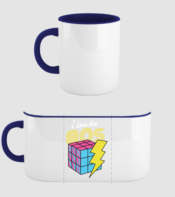 I love the 80s Cub Rubik model albastru închis pe tricou