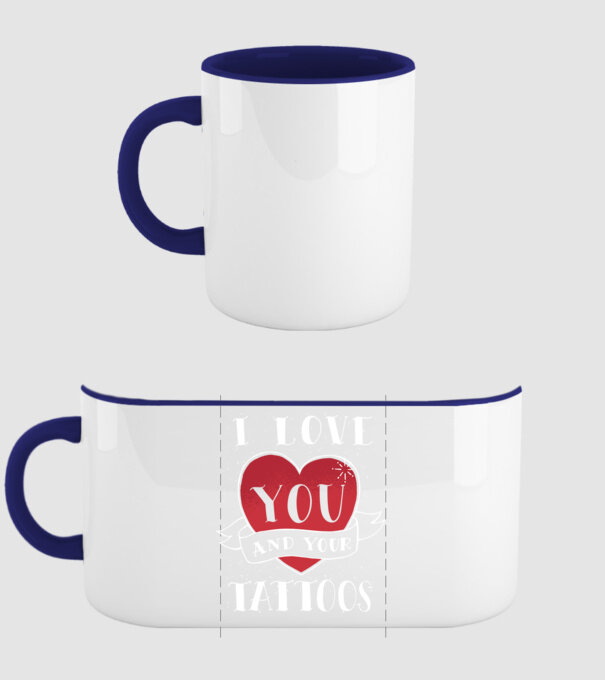 'I love You and Your Tattoos - tricou amuzant pentru Valentine''s Day' model albastru închis pe tricou