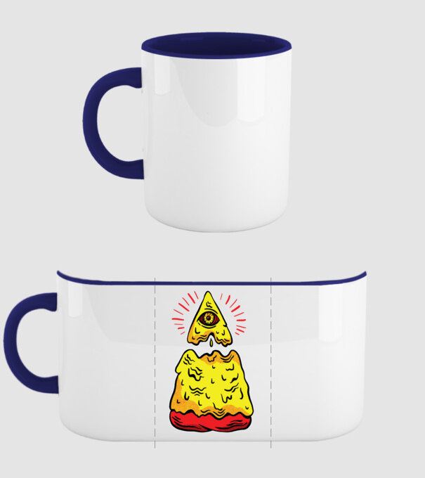 Illuminati Pizza model albastru închis pe tricou