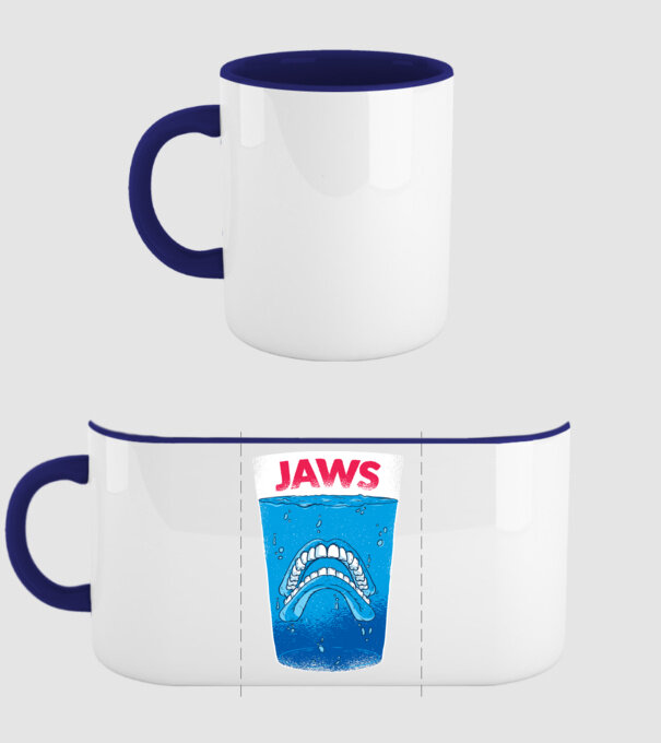 Jaws dinți tricou parodie model albastru închis pe tricou