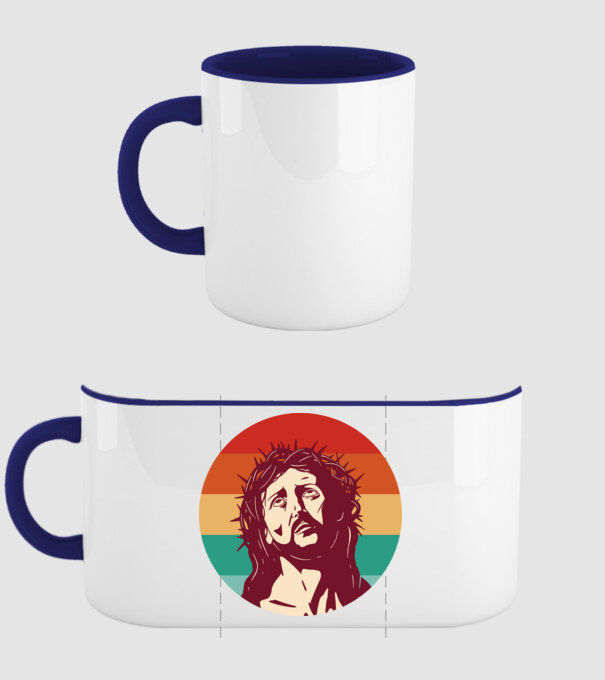 Iisus Hristos Retro model albastru închis pe tricou