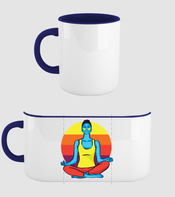 Yoga Meditație Retro model albastru închis pe tricou