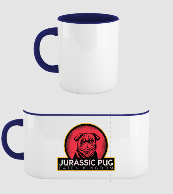 Jurassic Pug Tricou cu mops model albastru închis pe tricou
