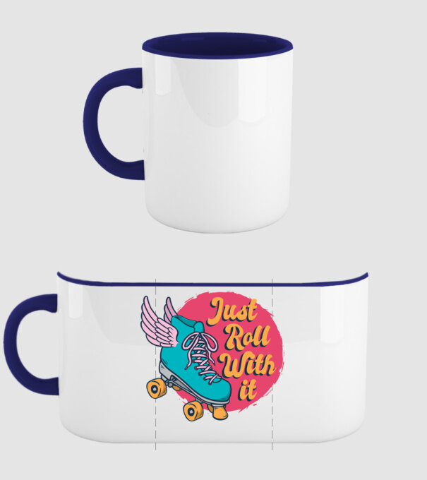 Just Roll with it - patine cu rotile model albastru închis pe tricou