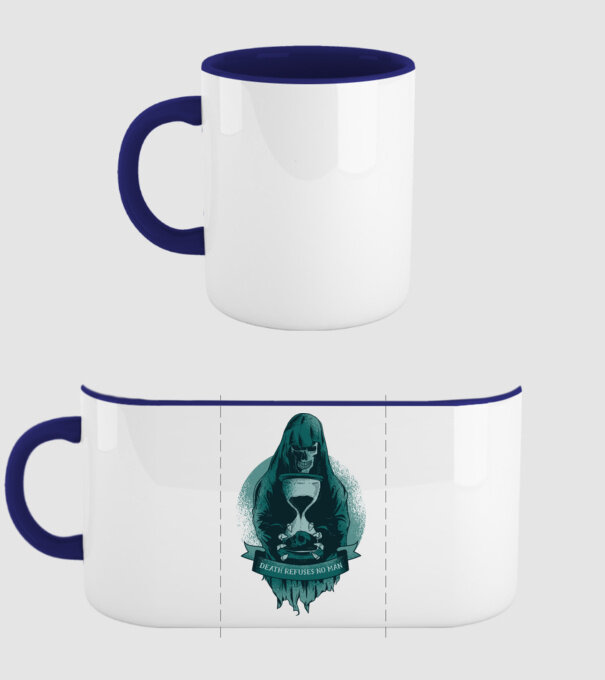 Om cu coasă (Moartea?) model albastru închis pe tricou