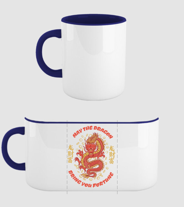 Dragon chinezesc norocos model albastru închis pe tricou
