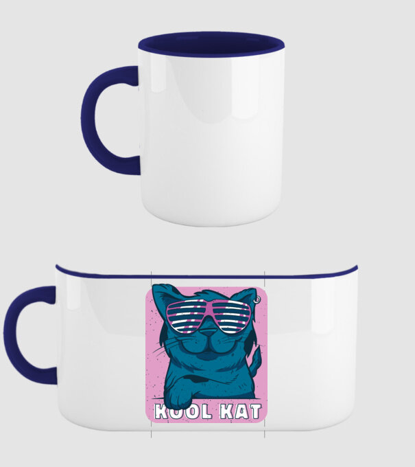 Kool Cat - Pisică Cool model albastru închis pe tricou