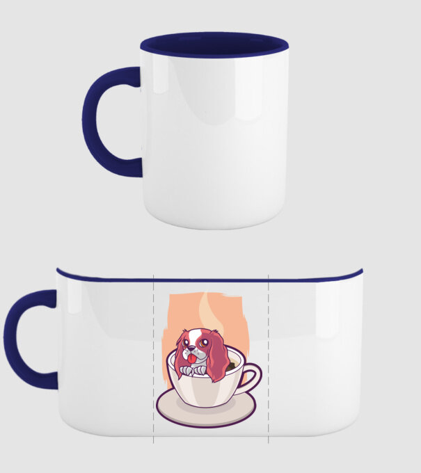 Cafea câine model albastru închis pe tricou
