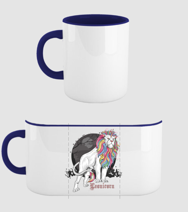 Leonicorn model albastru închis pe tricou